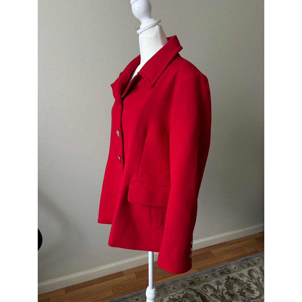 Zara Woman Red Mid Length Jacket Coat XL Statement Collar Metal Buttons - Picture 11 of 11